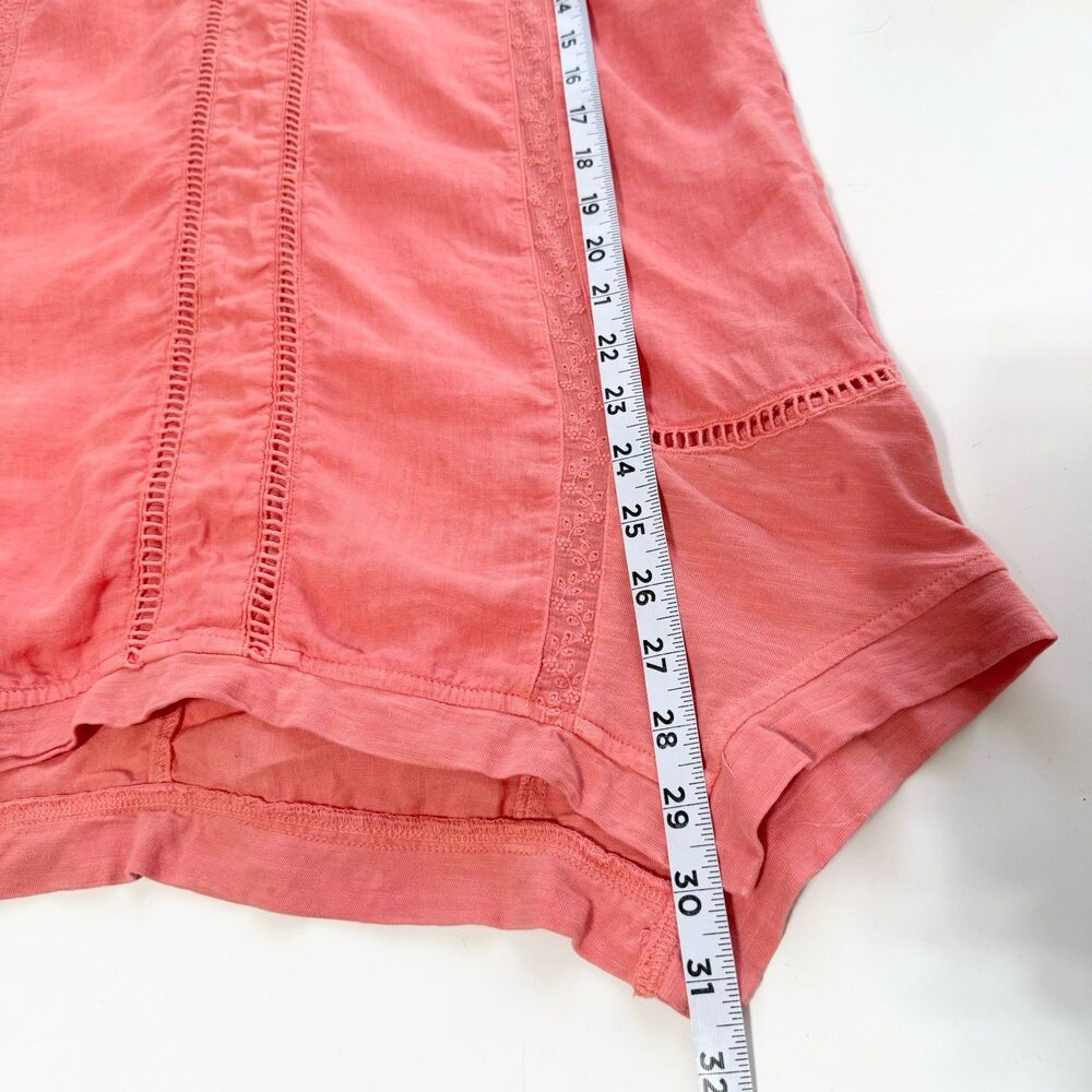 Soft Surroundings Coral Linen Tunic Top Medium V Neck 3/4 Sleeve Boho - Picture 11 of 11